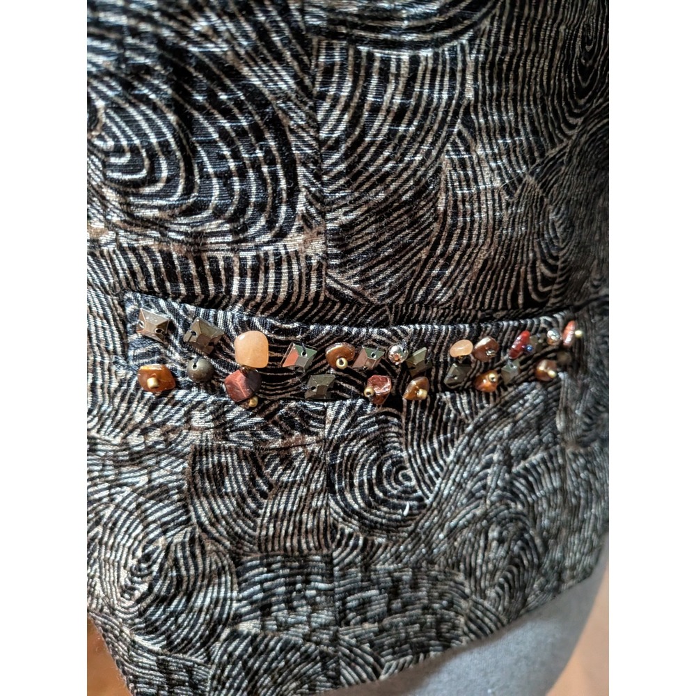Chicos S Embellished Silk Blend Beaded Jewel Neckline Jacket Country Club Money - Picture 6 of 10
